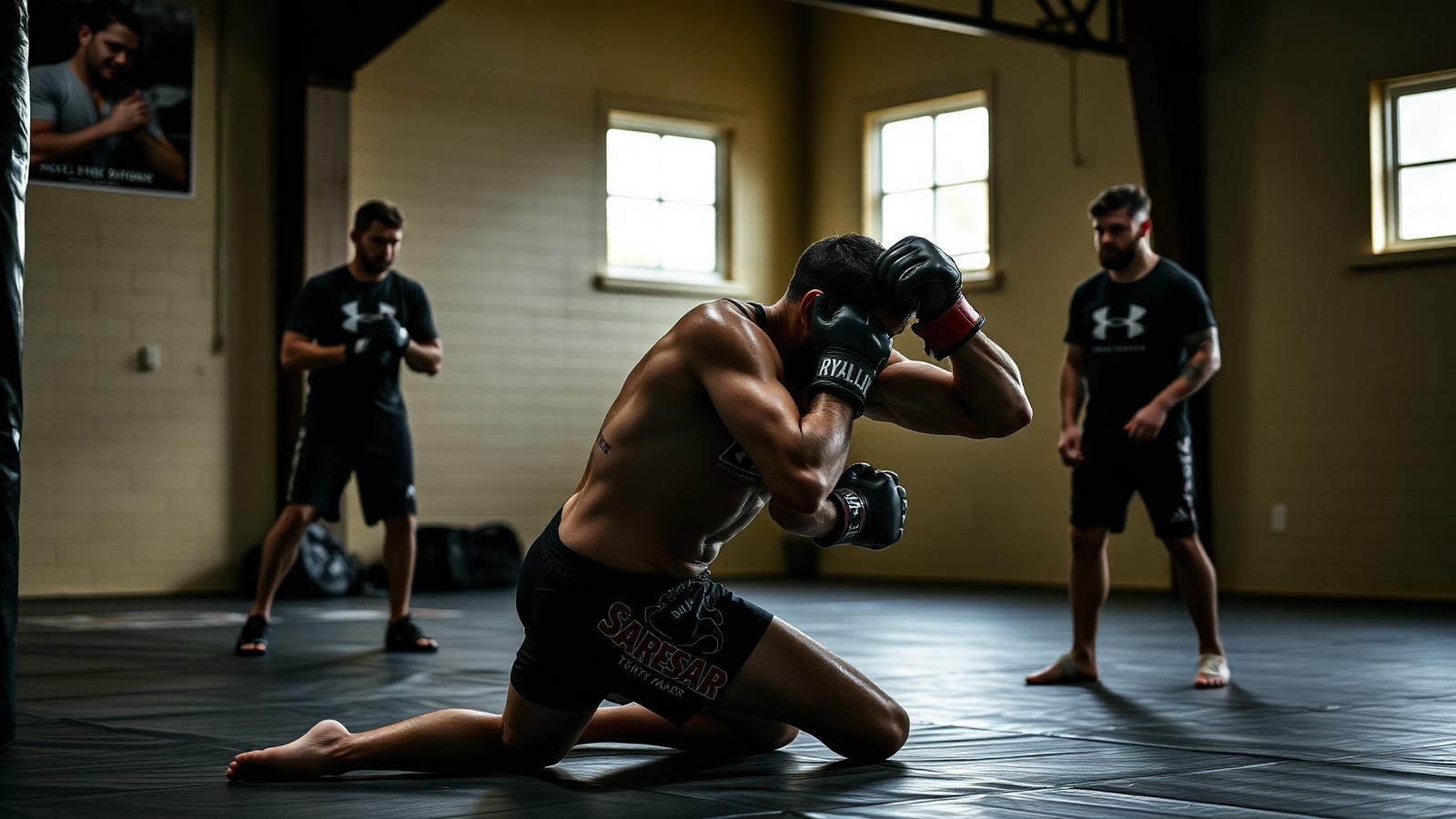 Séance d'entraînement MMA Pancrace dans un gymnase